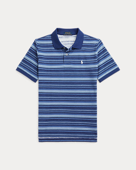 Striped Cotton Mesh Polo Shirt