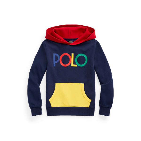 Blue Logo Colour-blocked Double-knit Hoodie