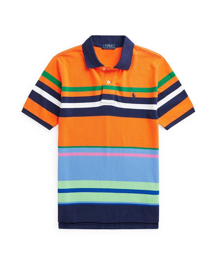 Striped Cotton Mesh Polo Shirt