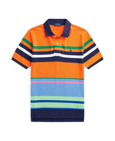 Striped Cotton Mesh Polo Shirt