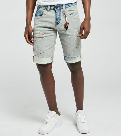 Reverse Paint Splatter Denim Shorts