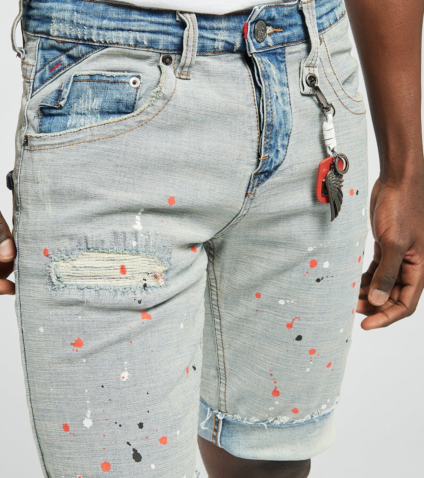 Reverse Paint Splatter Denim Shorts